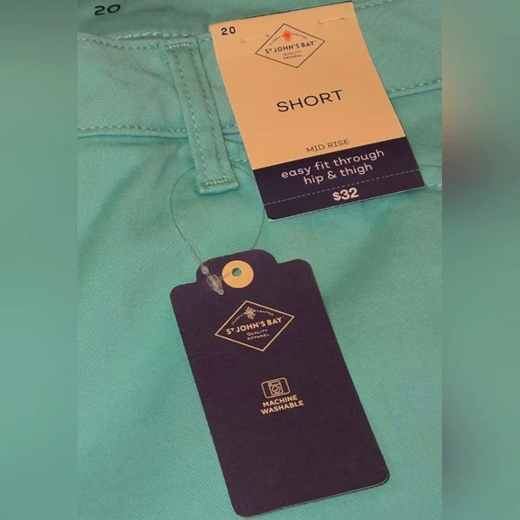 St Johns Bay Mid-Rise Tummy Control Shorts SIZE 20 COLOR Cascade GREEN, NWT - Picture 7 of 13